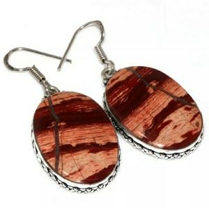New Snakeskin Jasper 925 Silver Earrings.